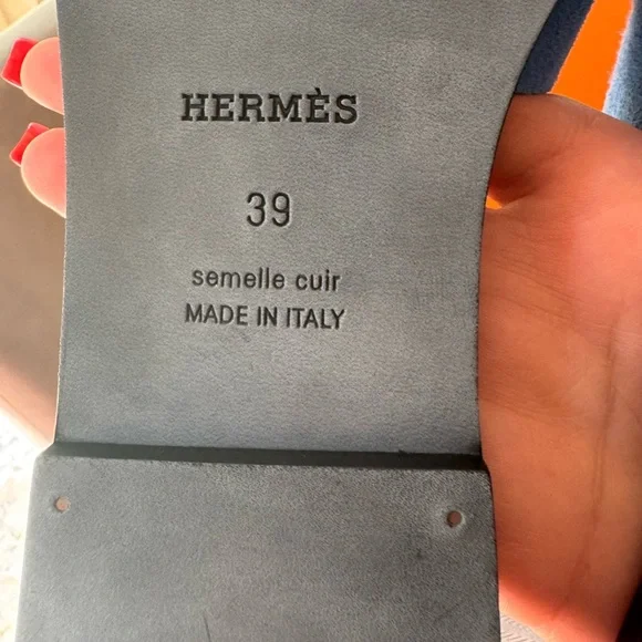 Hermes Oran Sandals Bleu Cameo - Picture 8 of 10